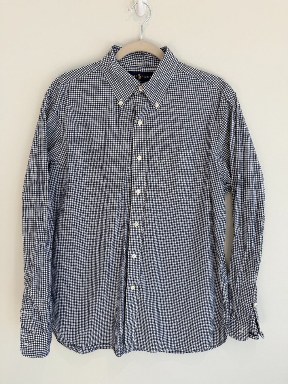 Polo Ralph Lauren Men's Gingham Button Down Shirt Navy White L EUC